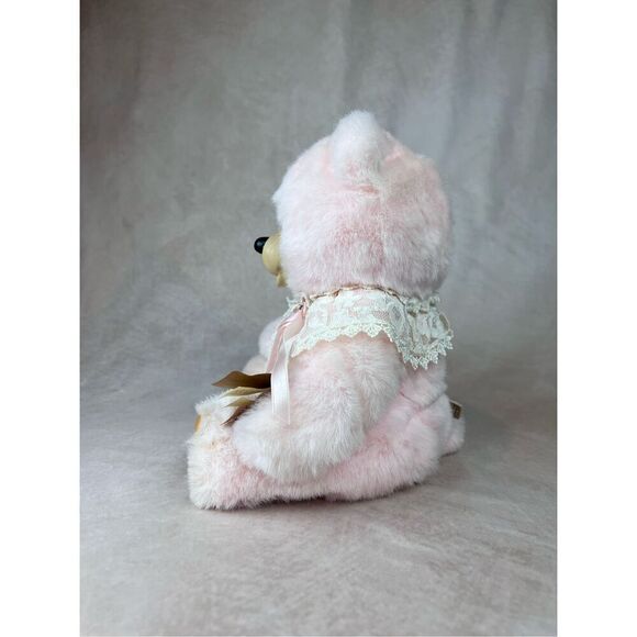 Vintage Robert Raikes Original Cameo Pink Plush Wood Bear Lace 1994 Applause - Picture 7 of 10